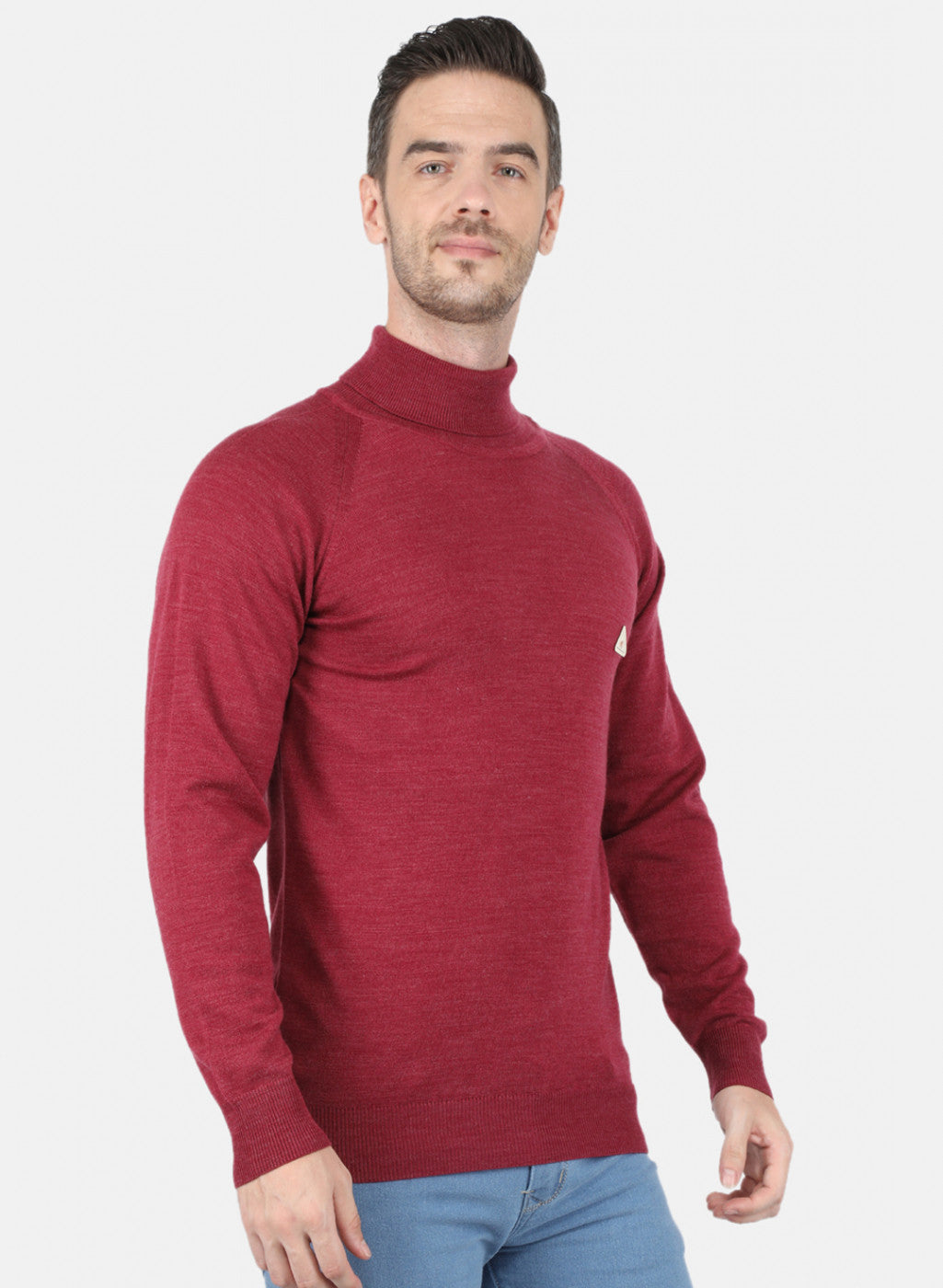 Men Red Solid Pullover
