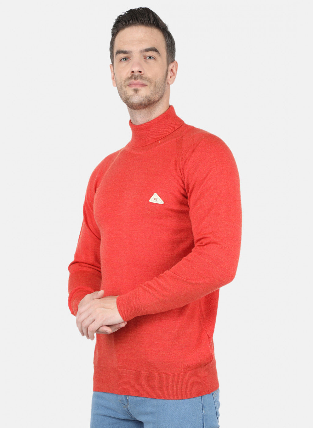 Men Orange Solid Pullover