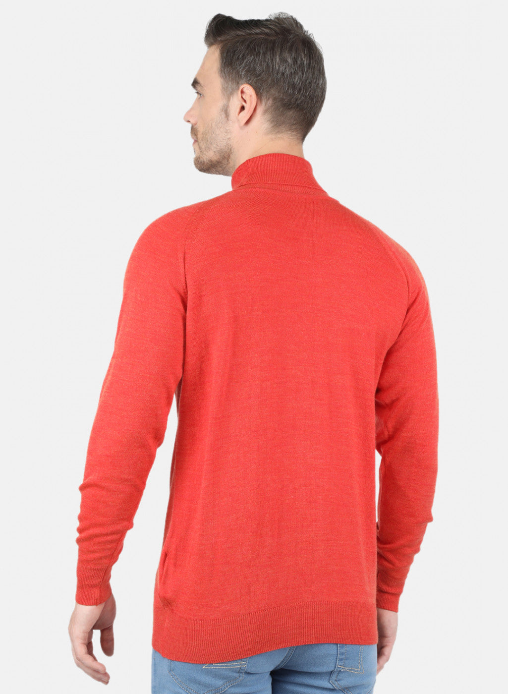 Men Orange Solid Pullover