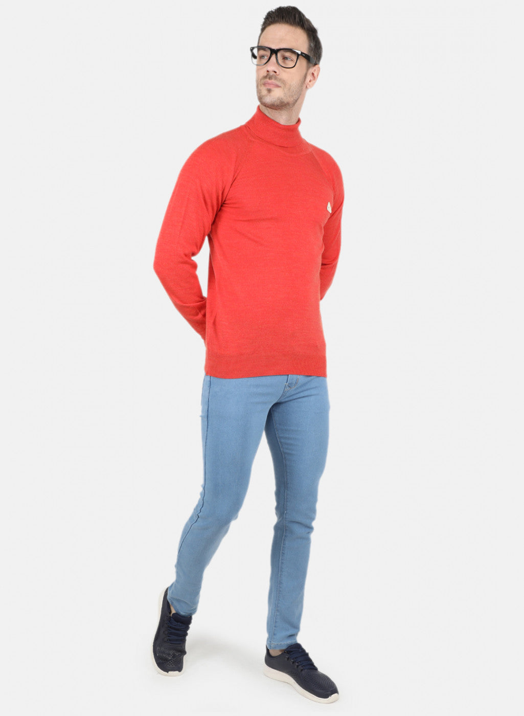 Men Orange Solid Pullover