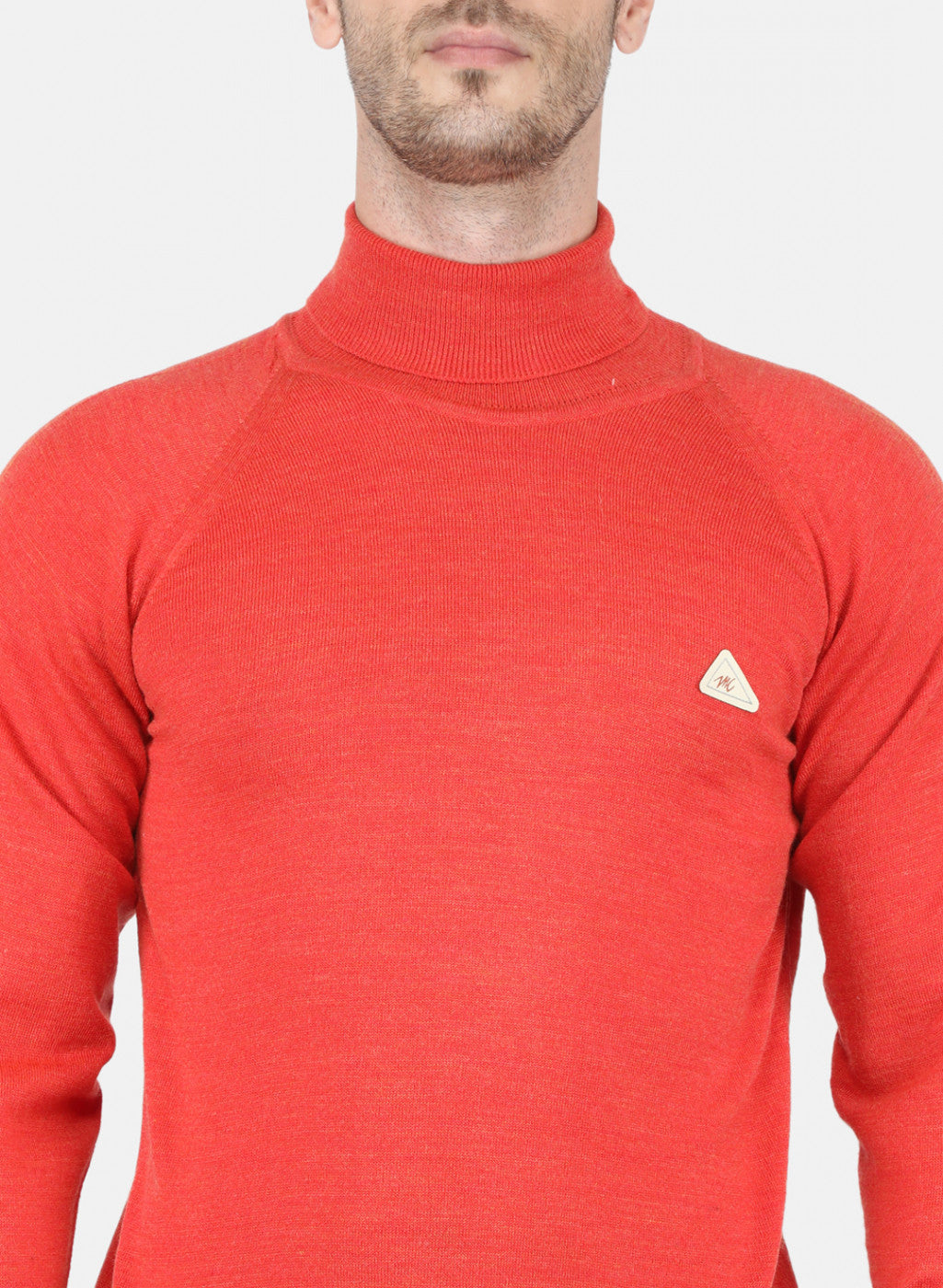 Men Orange Solid Pullover