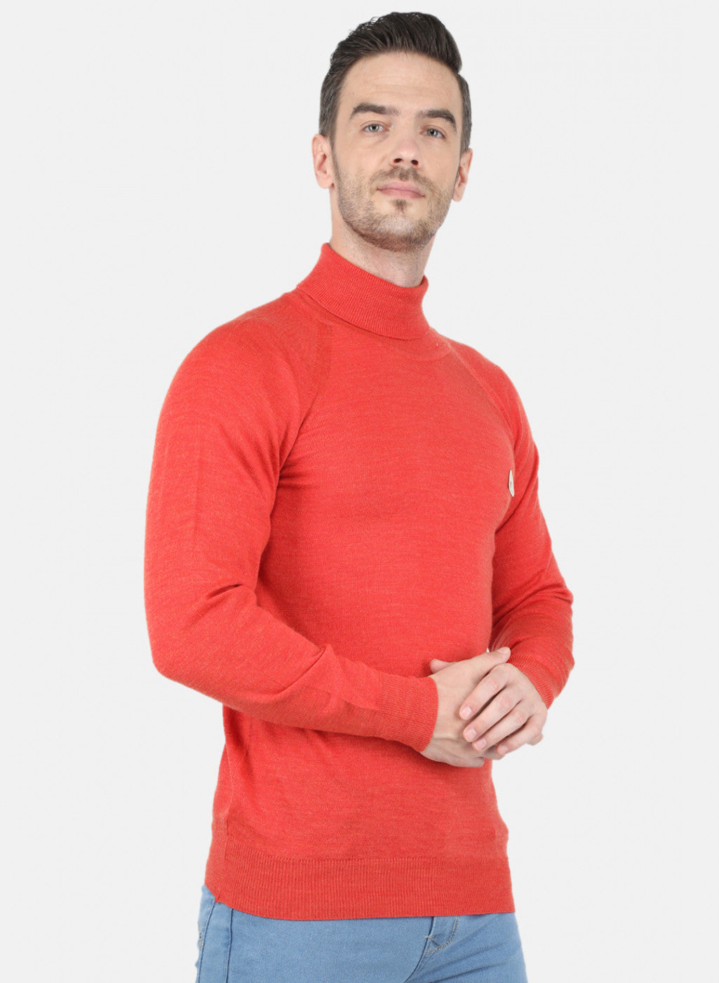 Men Orange Solid Pullover