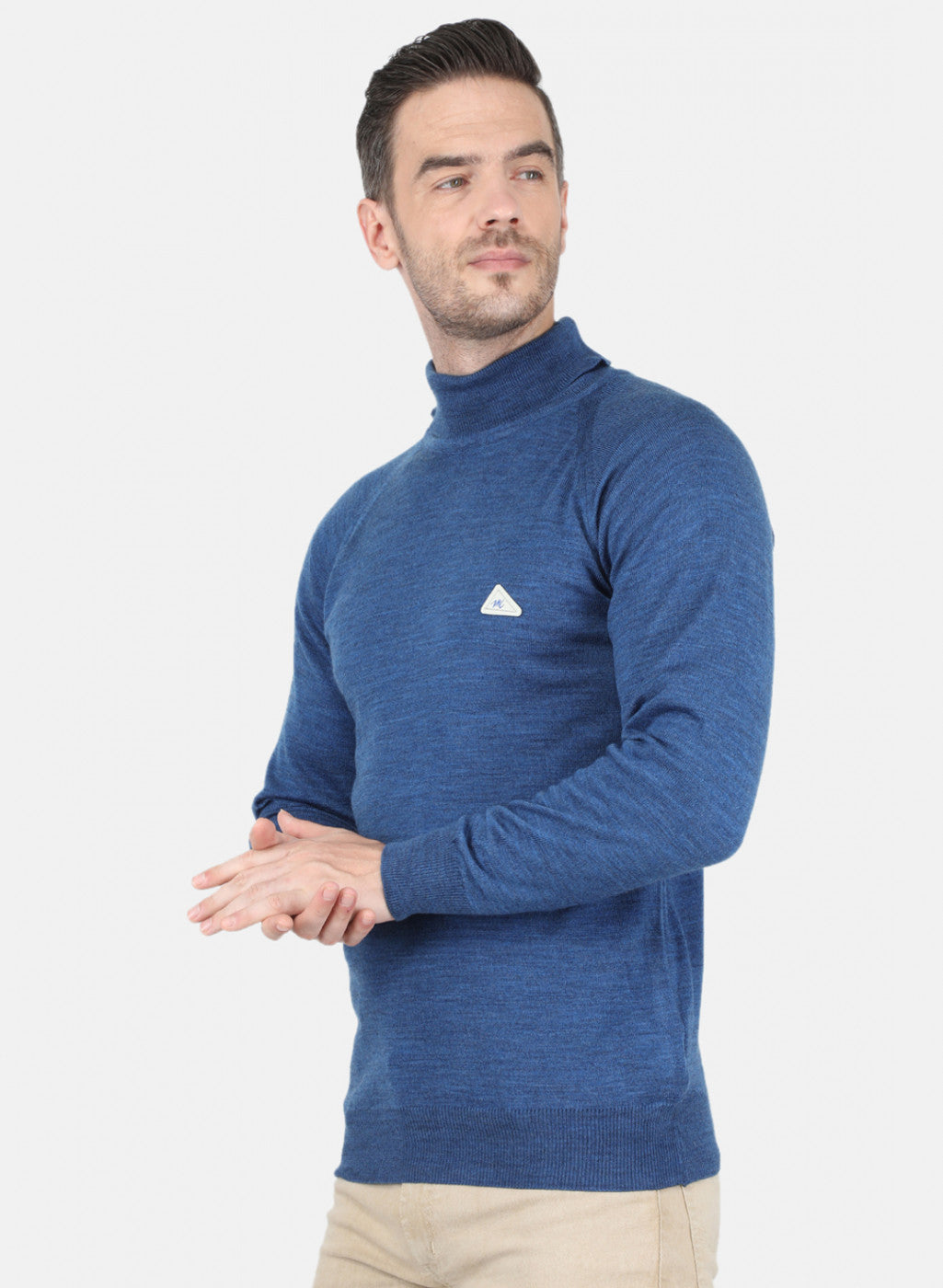 Men Blue Solid Pullover