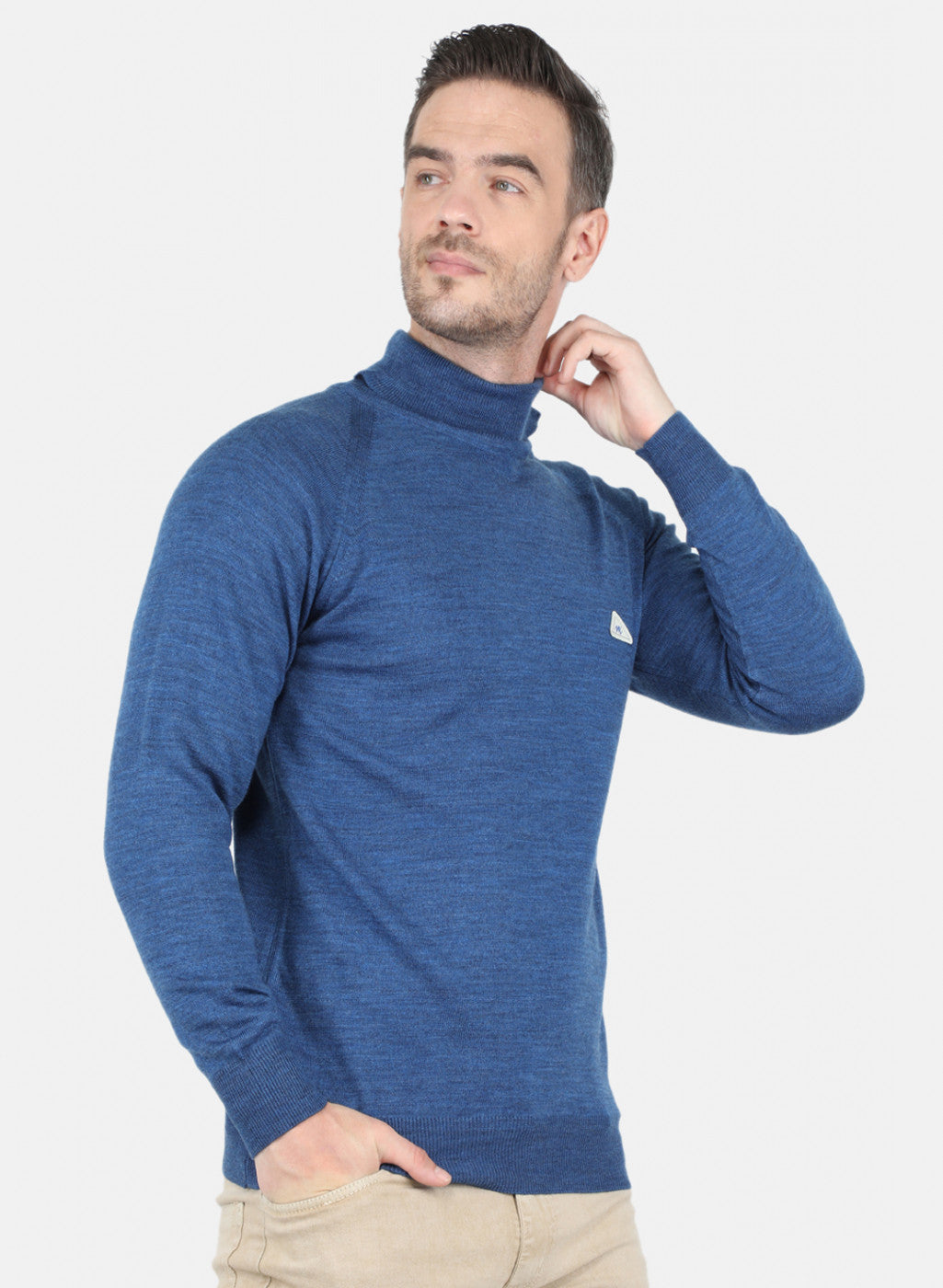 Men Blue Solid Pullover