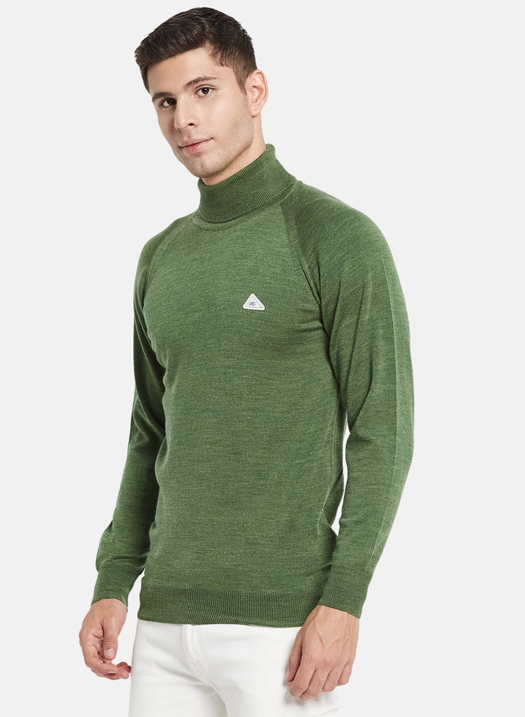 Men Olive Solid Pullover