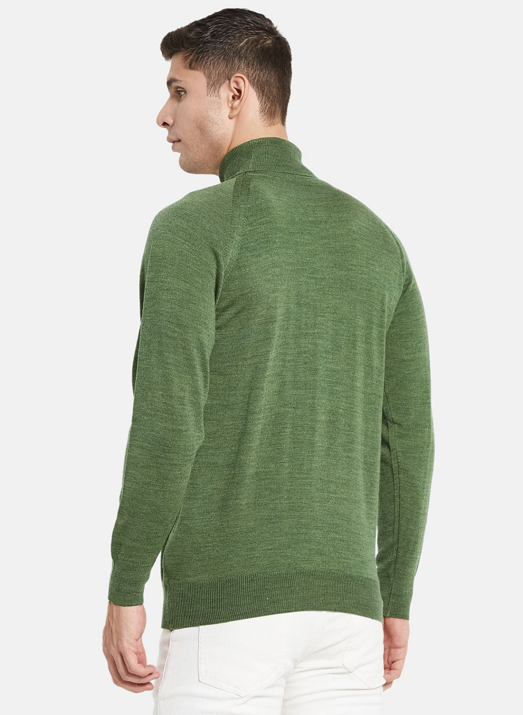 Men Olive Solid Pullover
