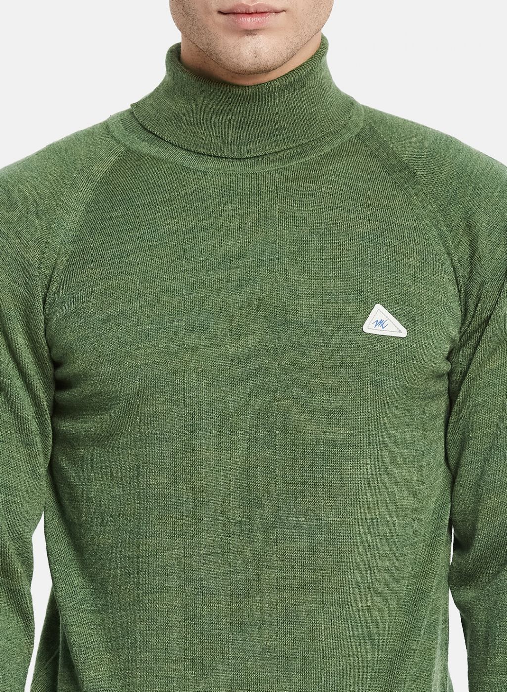 Men Olive Solid Pullover