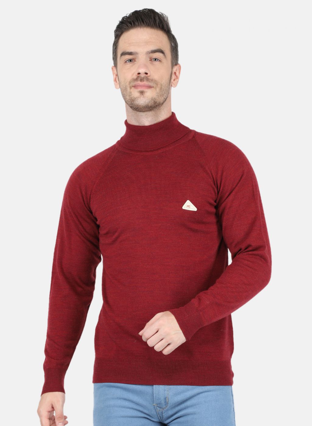 Men Maroon Solid Pullover