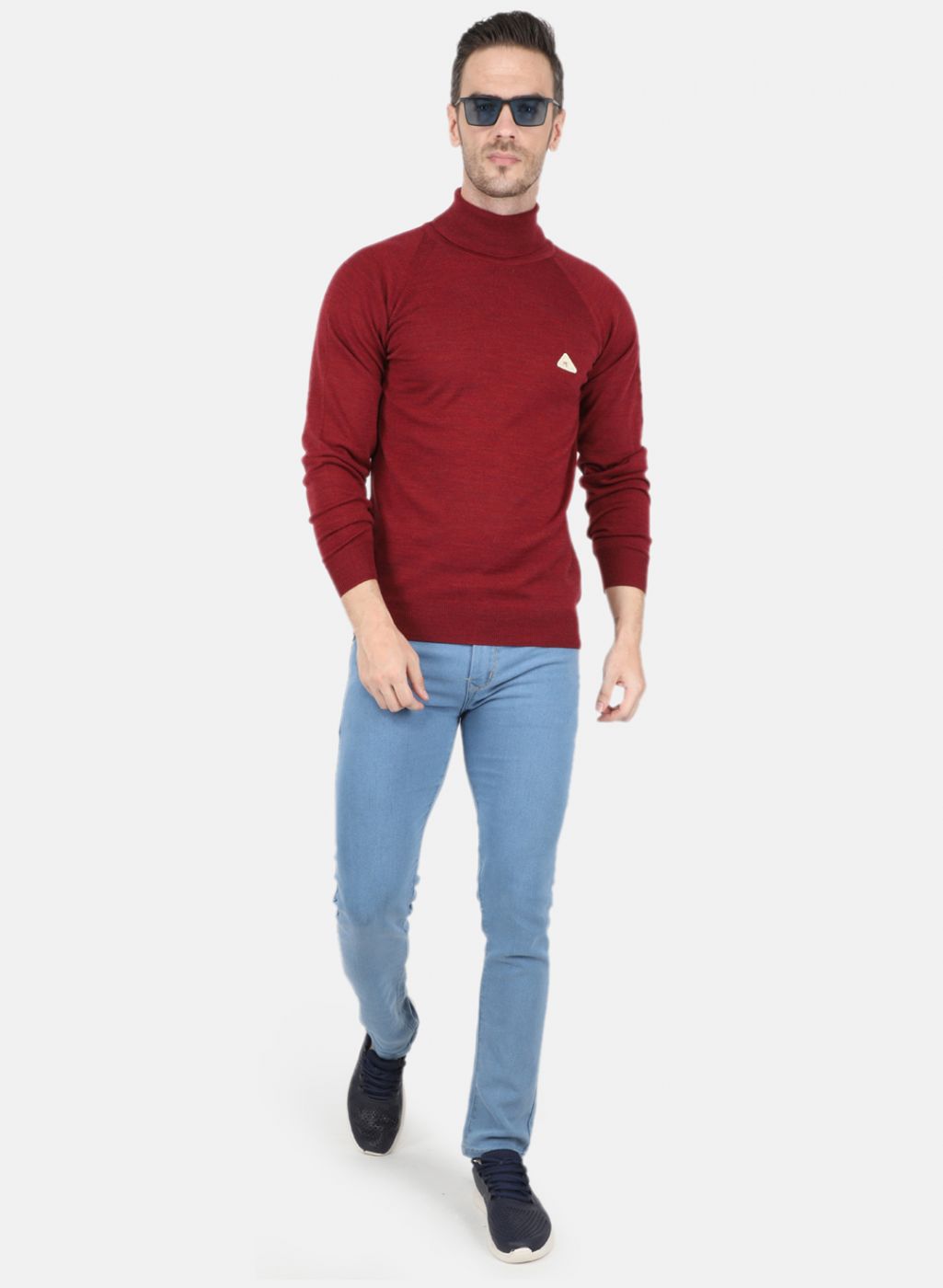 Men Maroon Solid Pullover