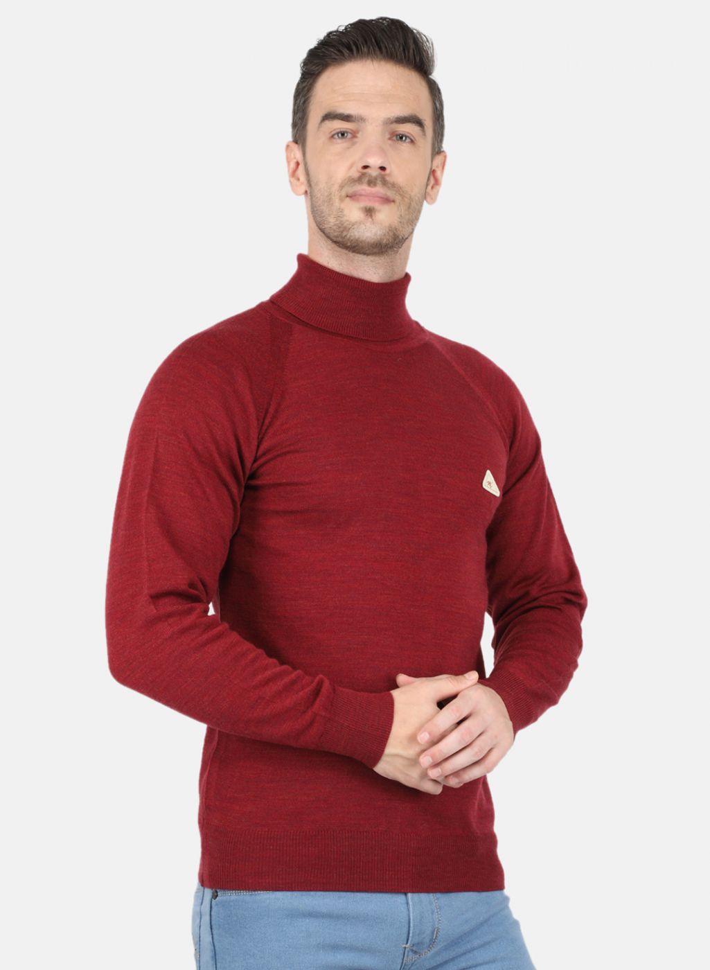 Men Maroon Solid Pullover