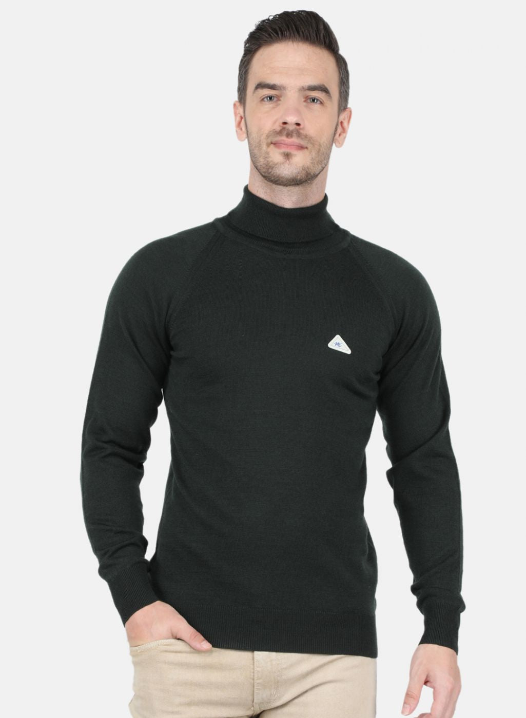 Men Green Solid Pullover