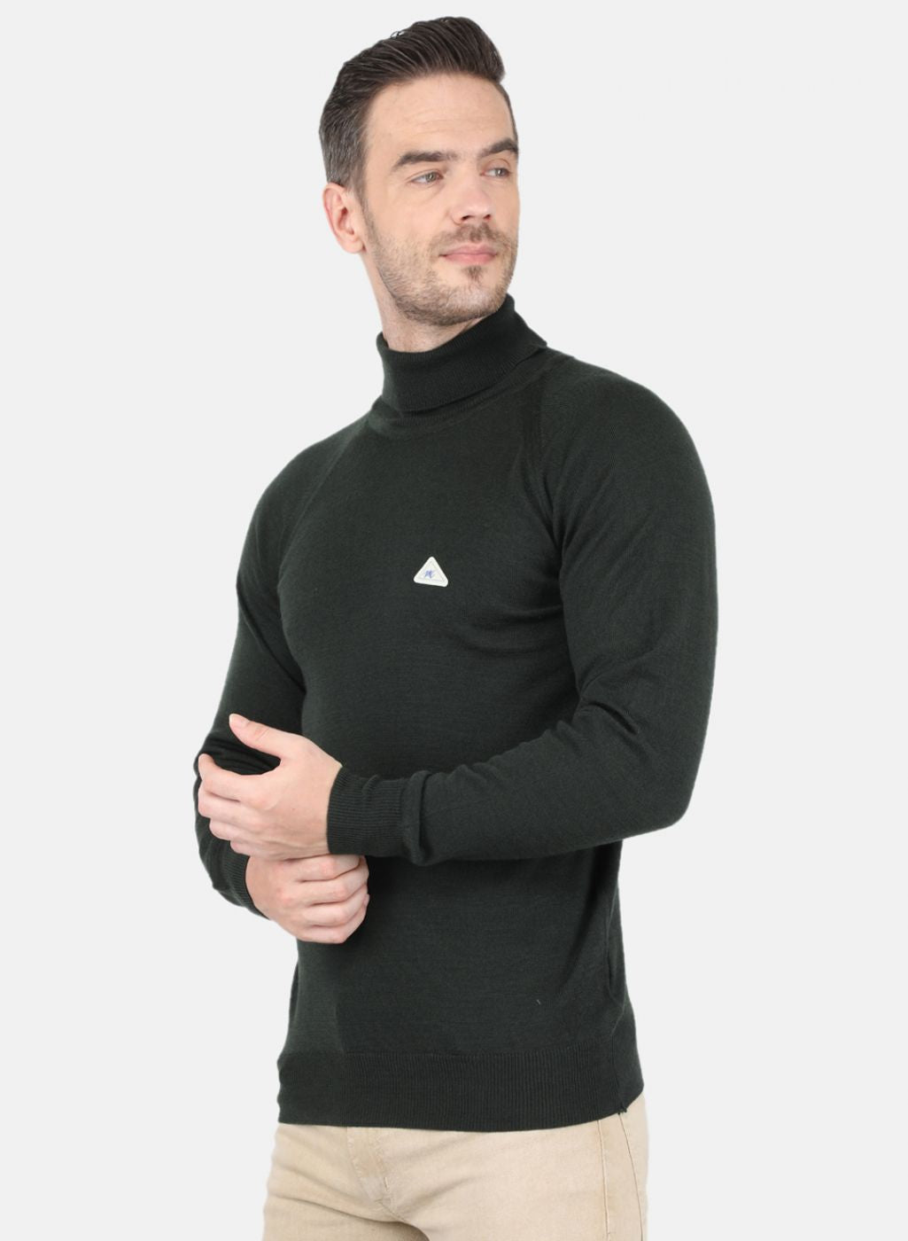 Men Green Solid Pullover