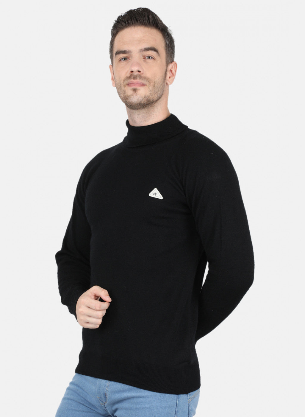 Men Black Solid Pullover