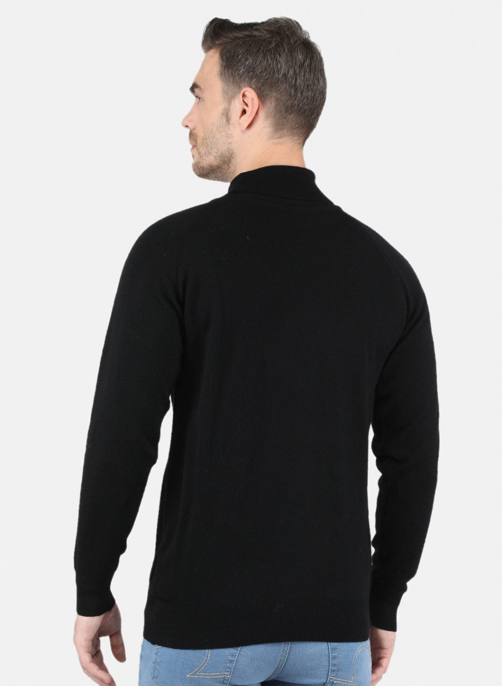 Men Black Solid Pullover