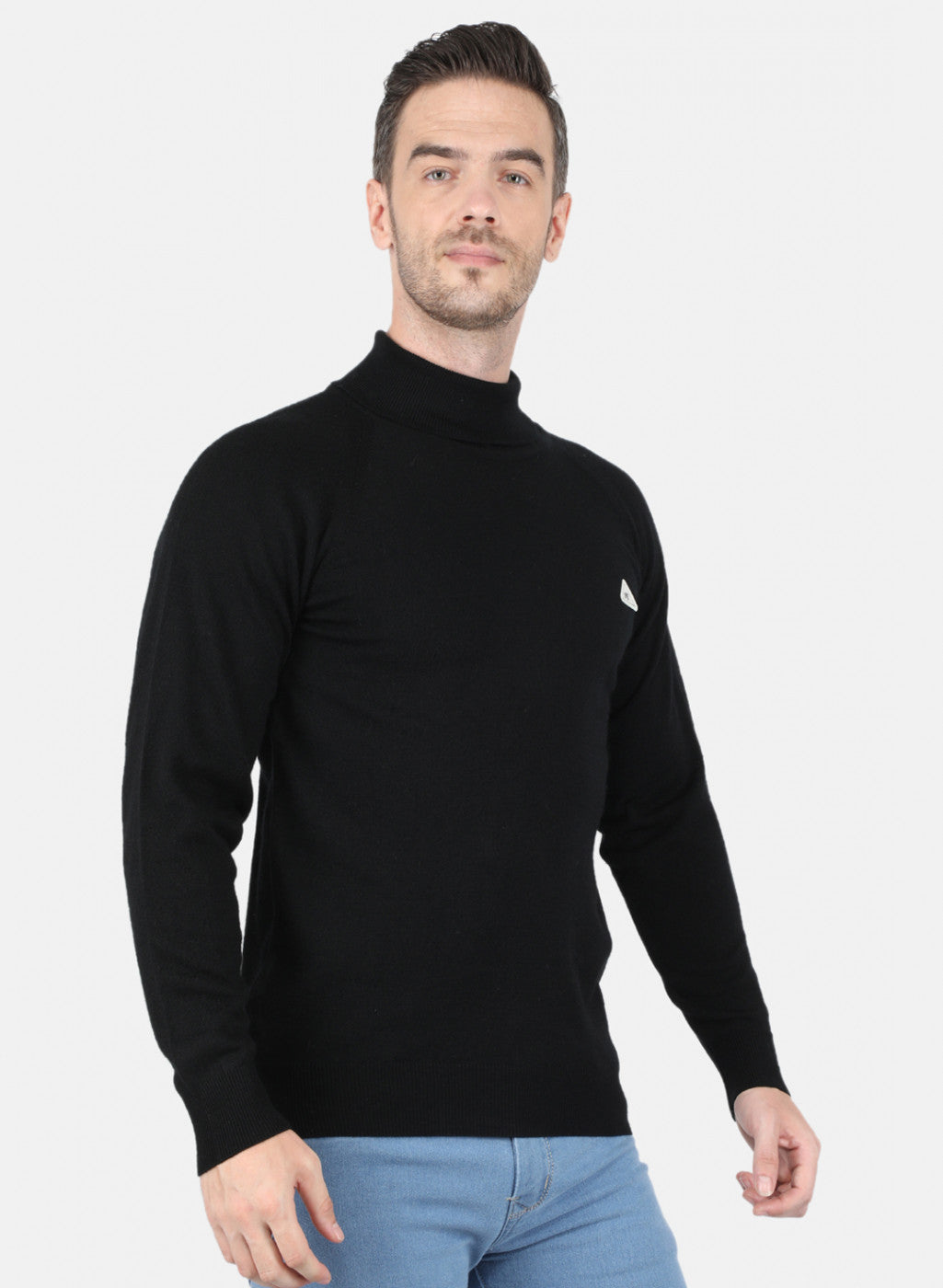 Men Black Solid Pullover