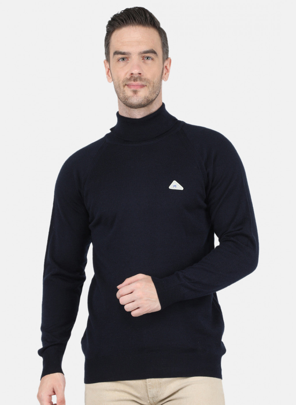 Men NAvy Blue Solid Pullover