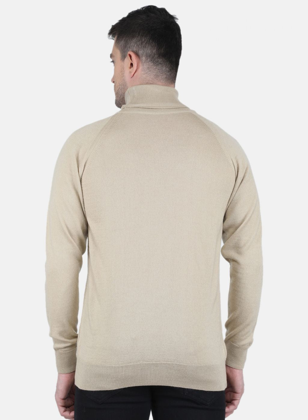 Men Beige Solid Pullover