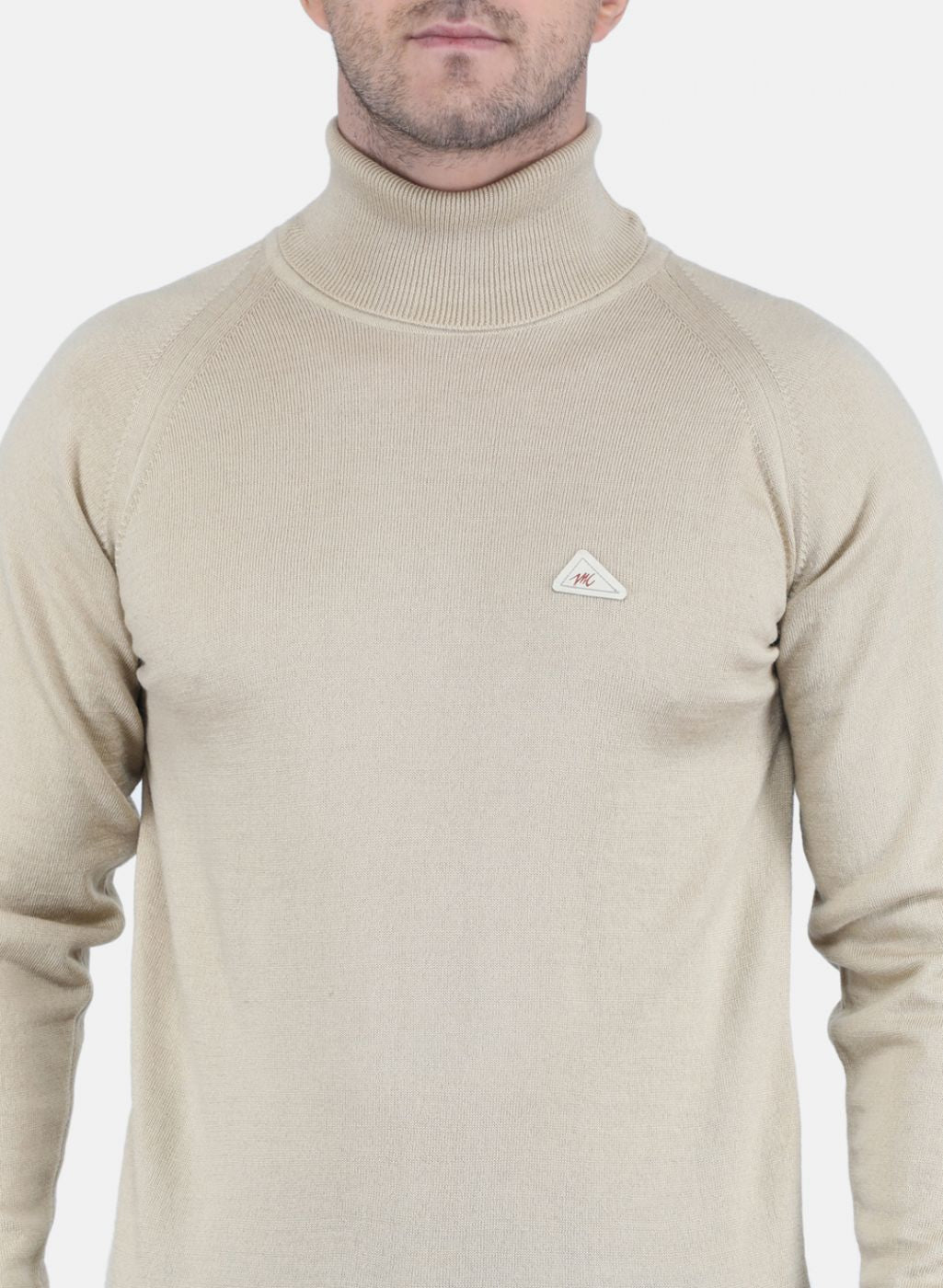 Men Beige Solid Pullover