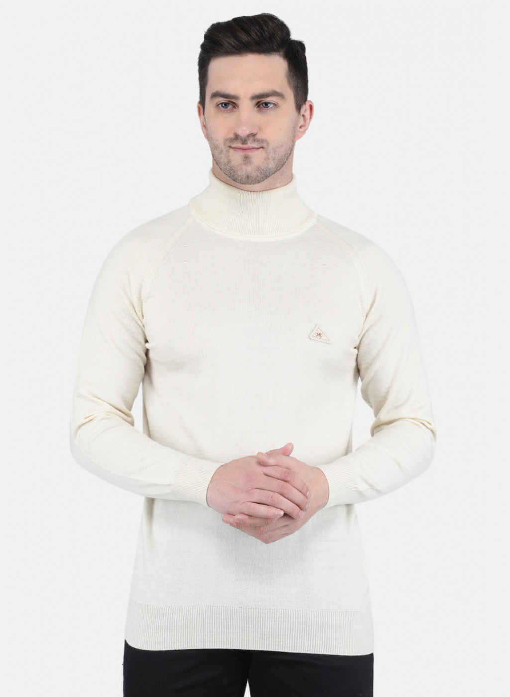 Men Off White Solid Pullover