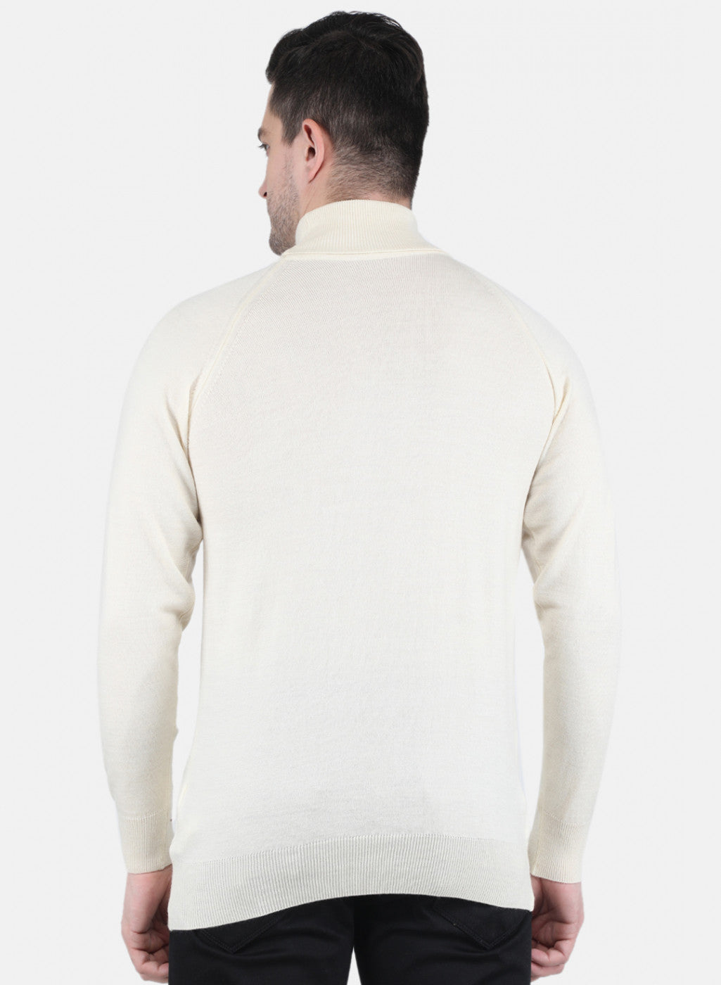 Men Off White Solid Pullover