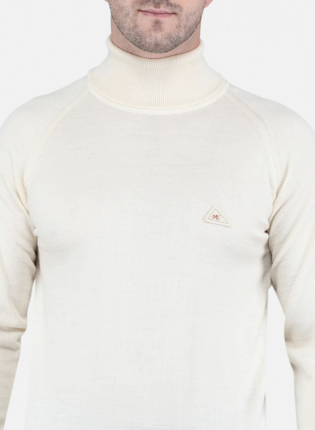Men Off White Solid Pullover