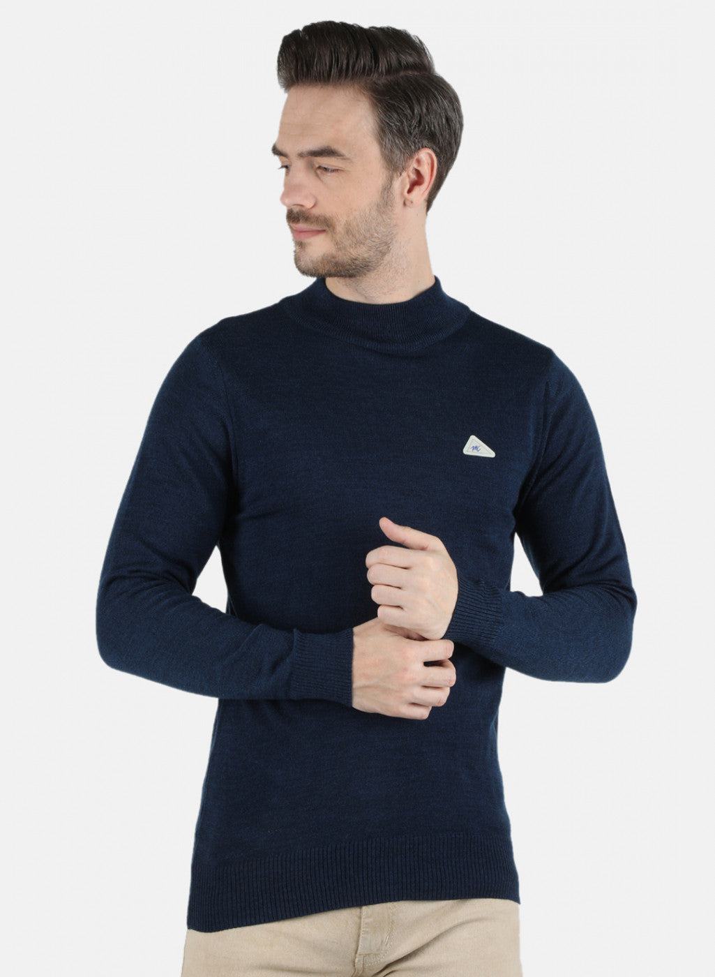 Men NAvy Blue Solid Pullover