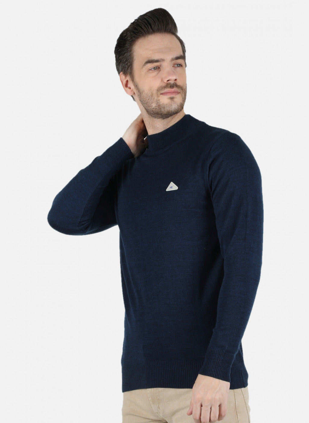 Men NAvy Blue Solid Pullover