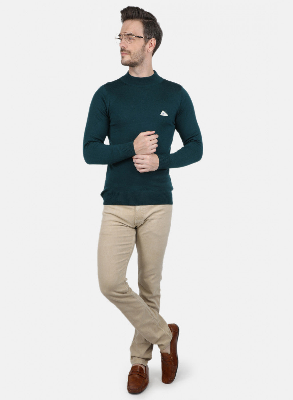 Men Green Solid Pullover