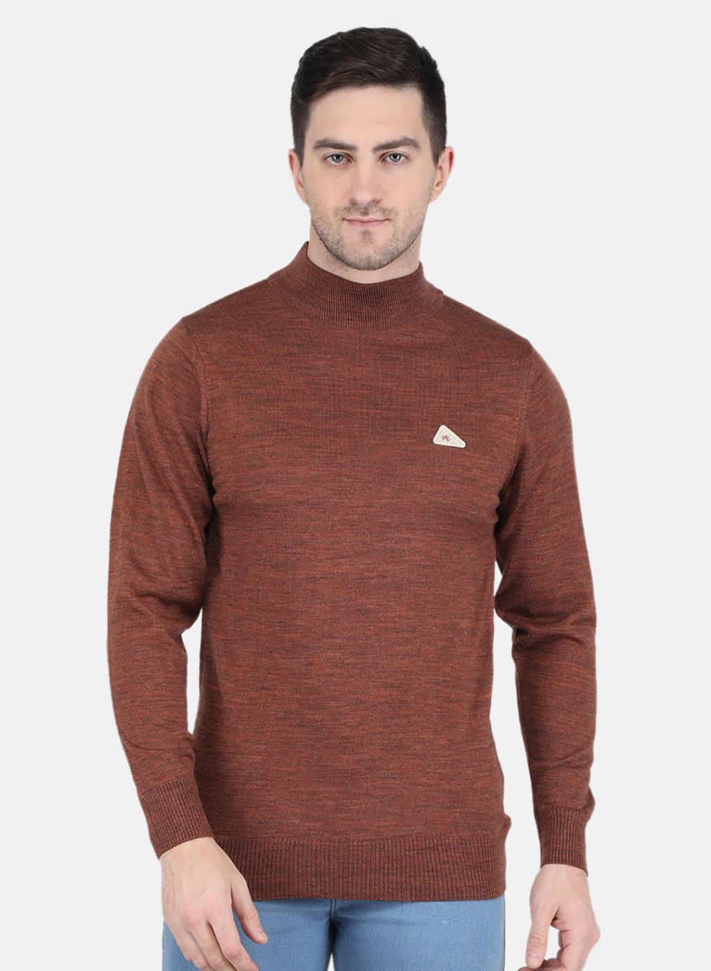 Men Brown Solid Pullover