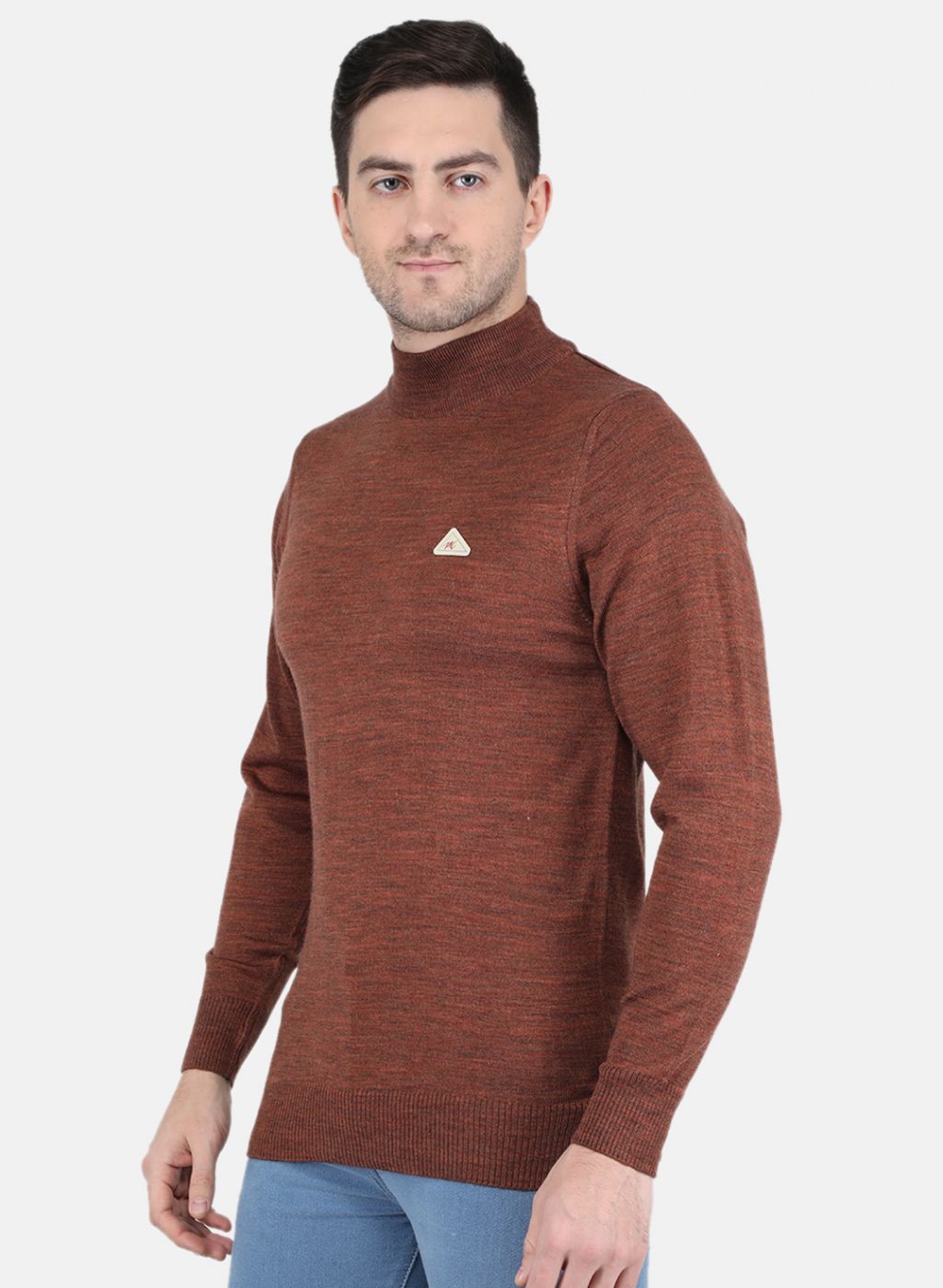 Men Brown Solid Pullover