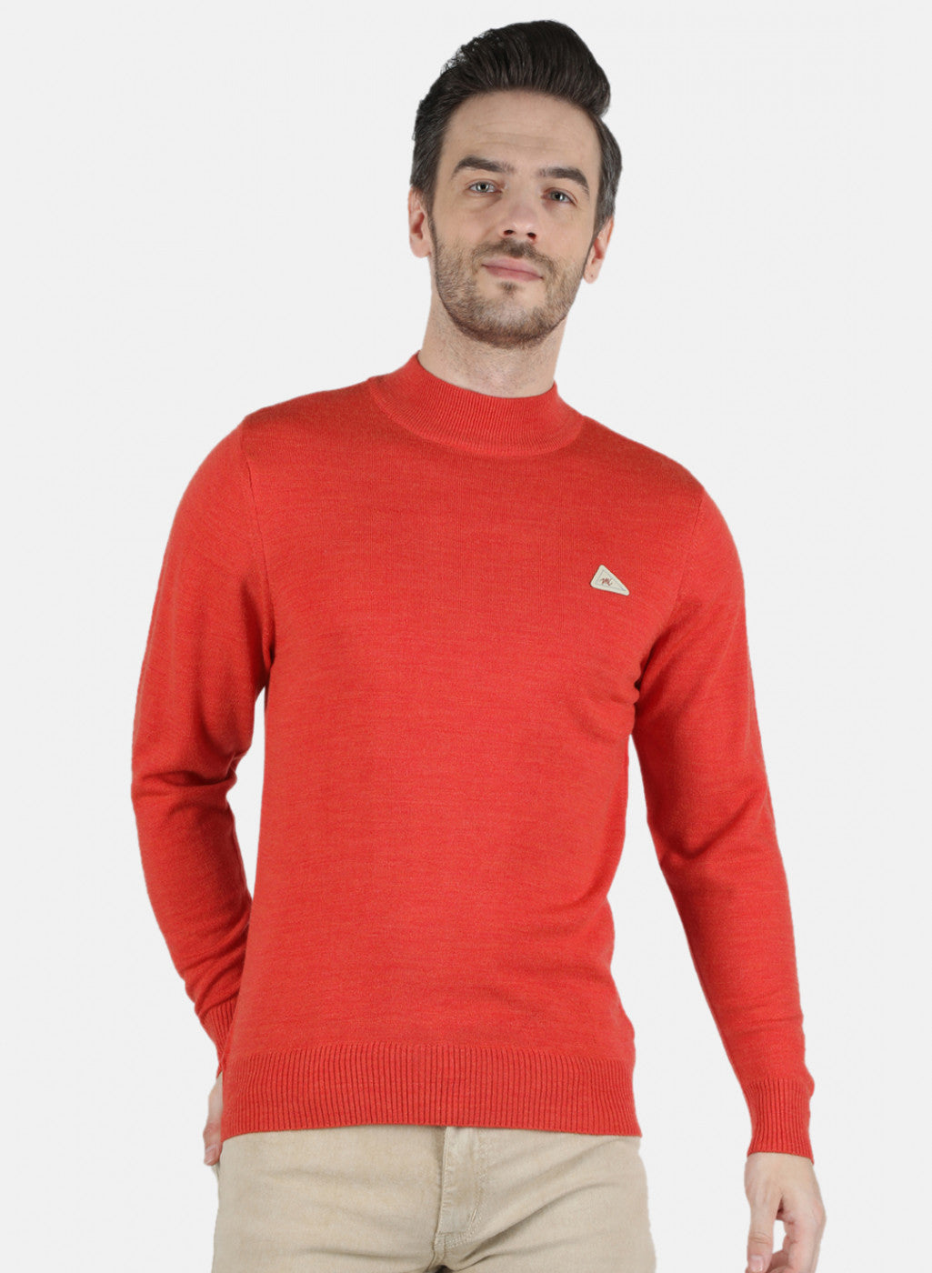 Men Orange Solid Pullover