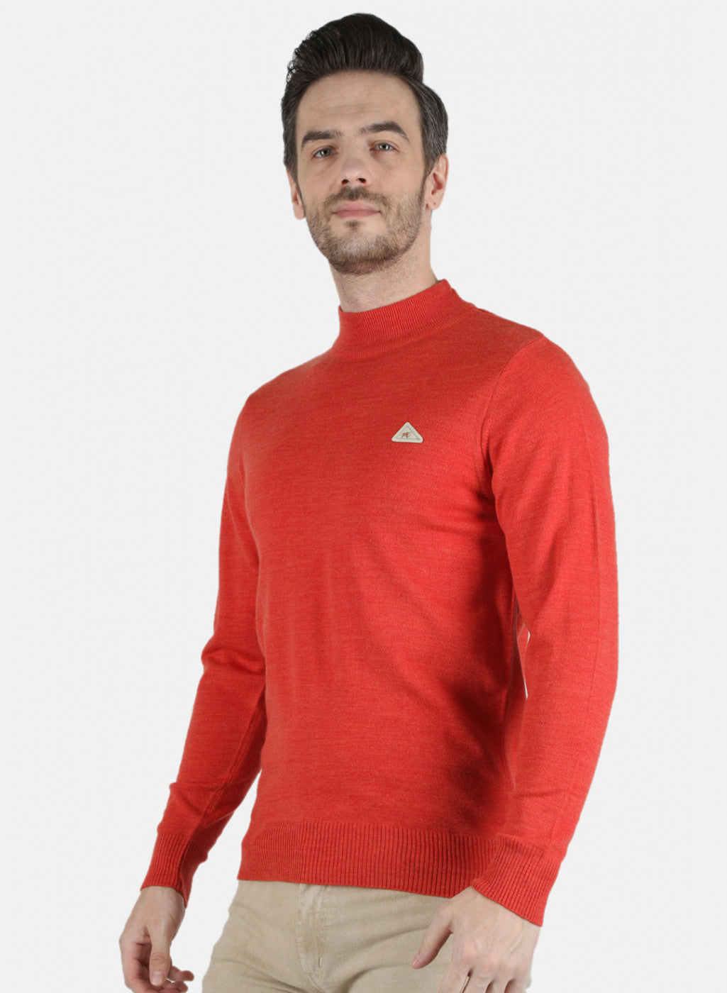 Men Orange Solid Pullover