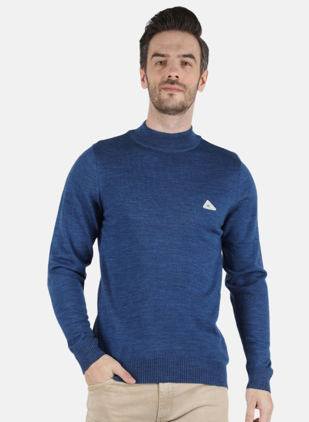 Men Blue Solid Pullover