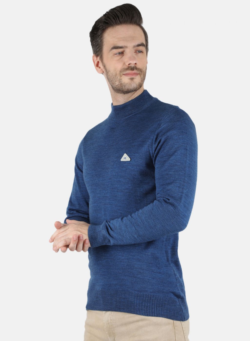 Men Blue Solid Pullover