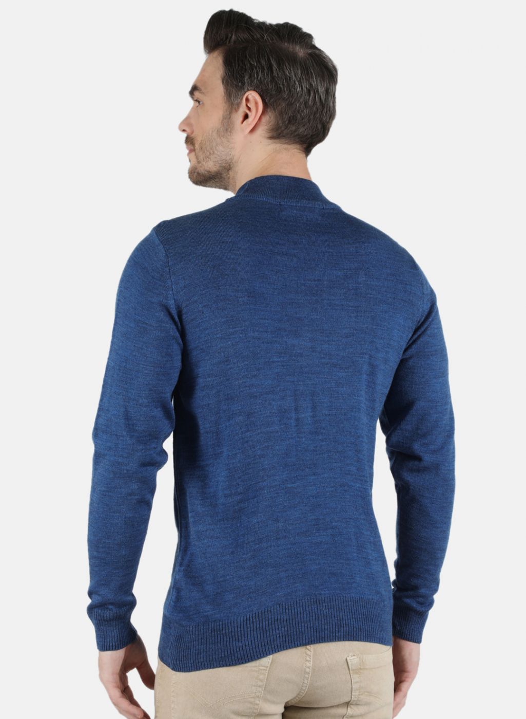 Men Blue Solid Pullover