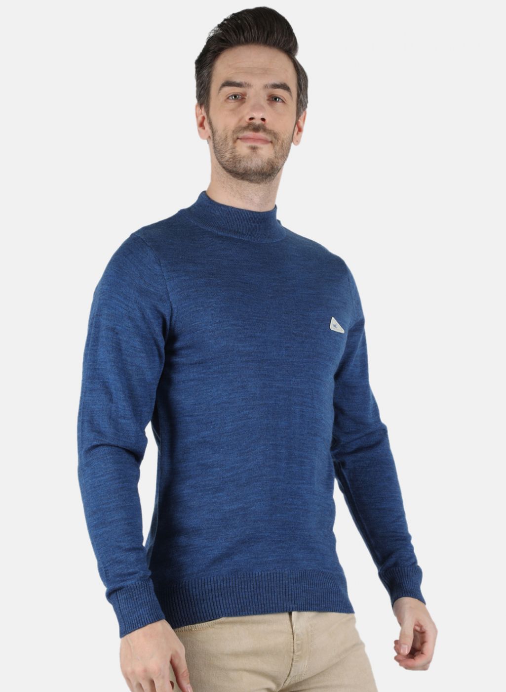 Men Blue Solid Pullover