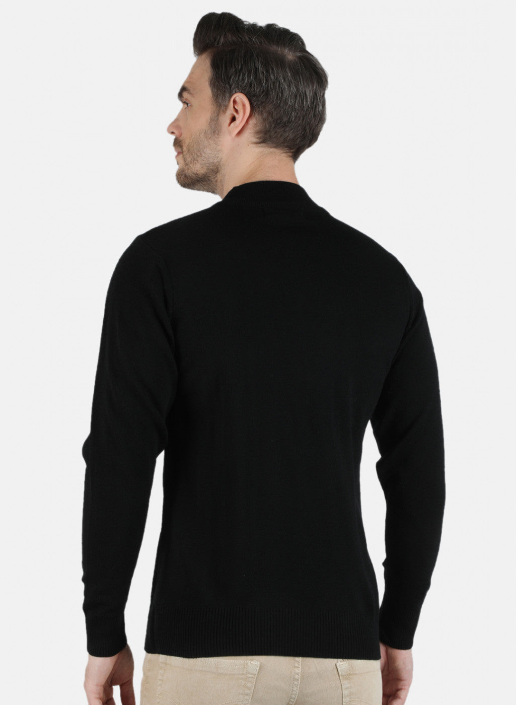 Men Black Solid Pullover