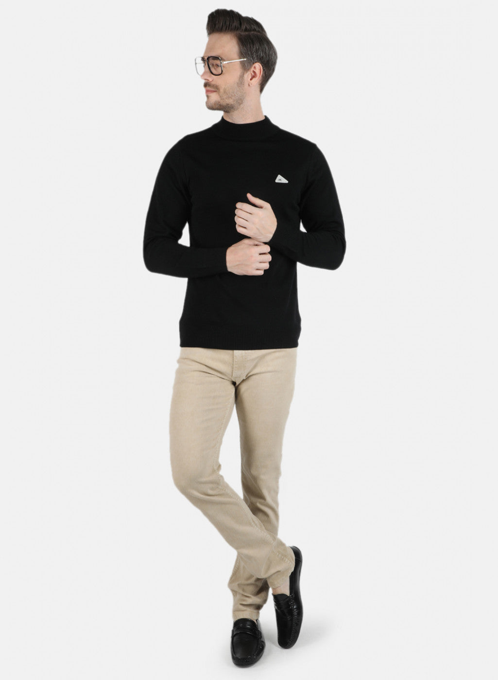 Men Black Solid Pullover