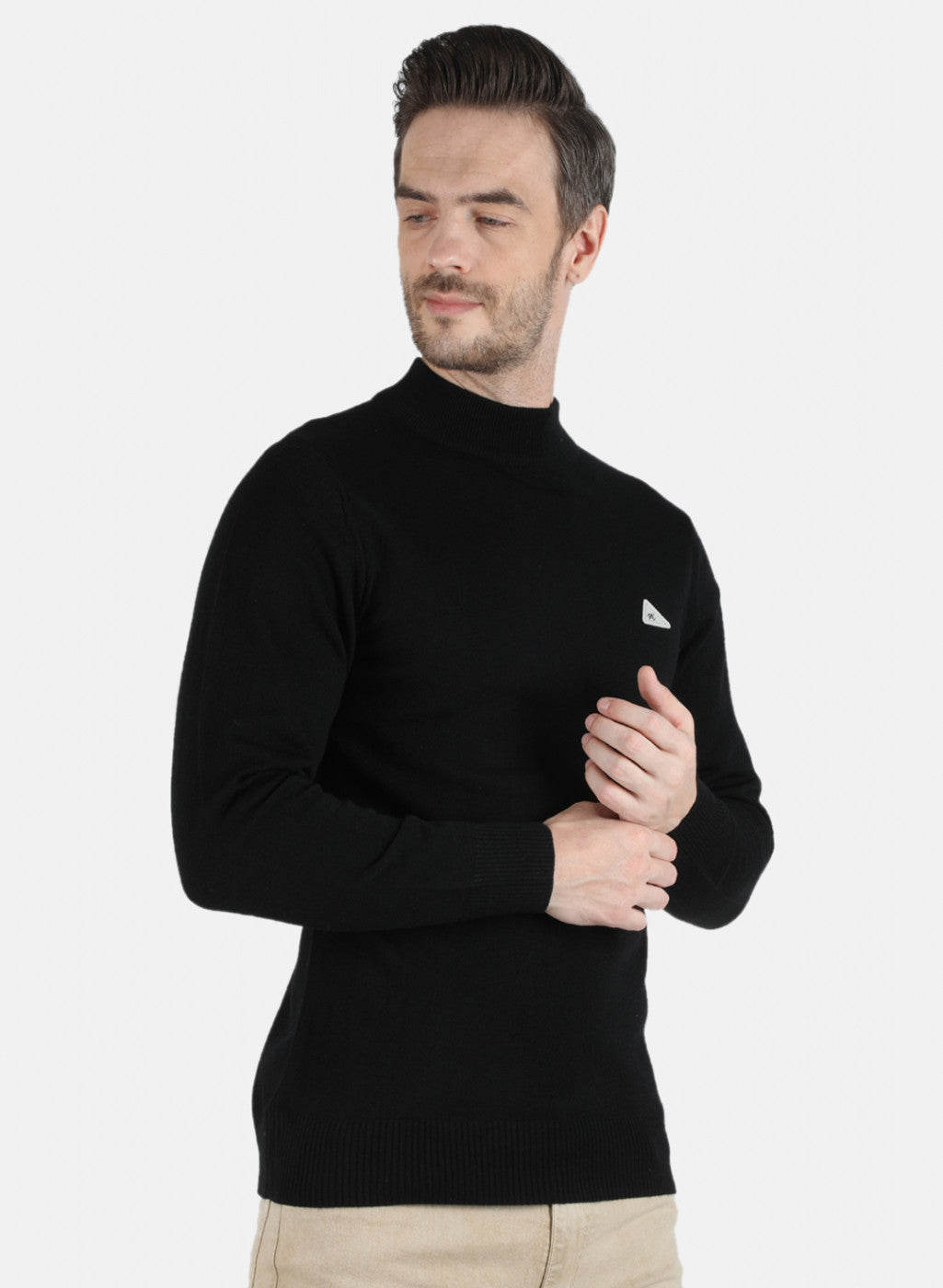 Men Black Solid Pullover