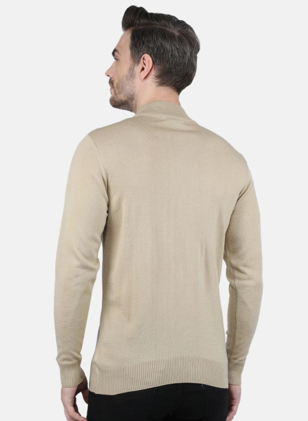 Men Beige Solid Pullover
