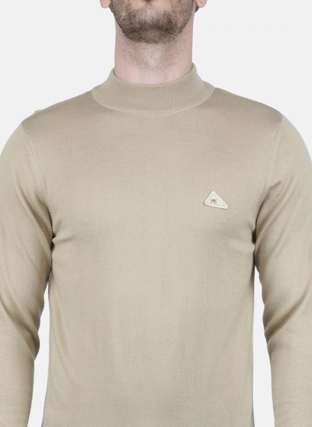 Men Beige Solid Pullover