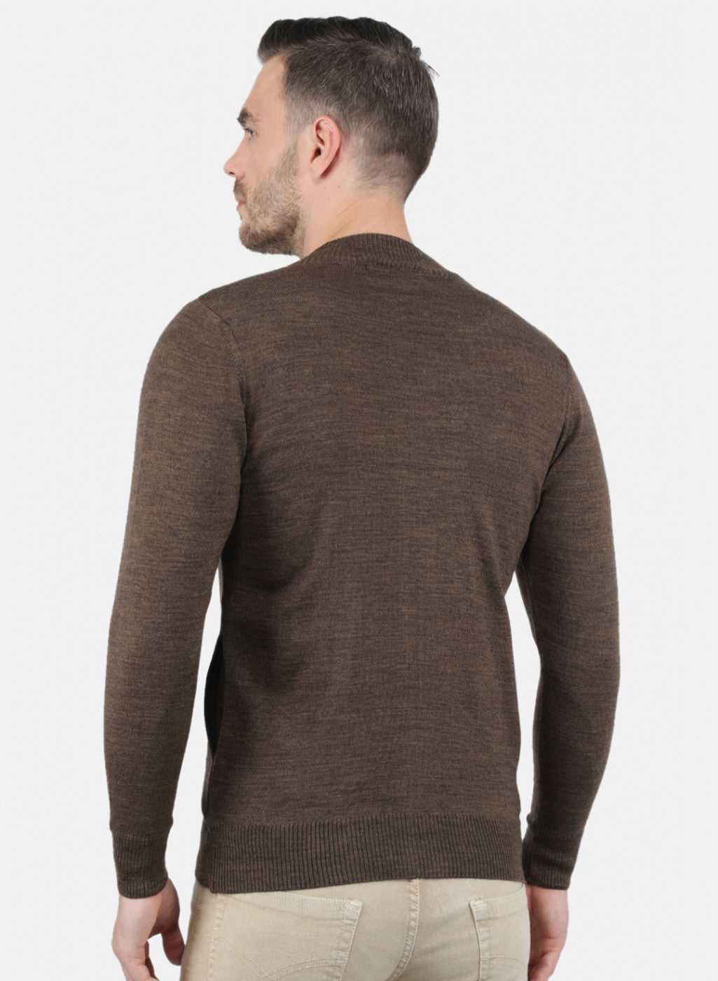 Men Brown Solid Pullover