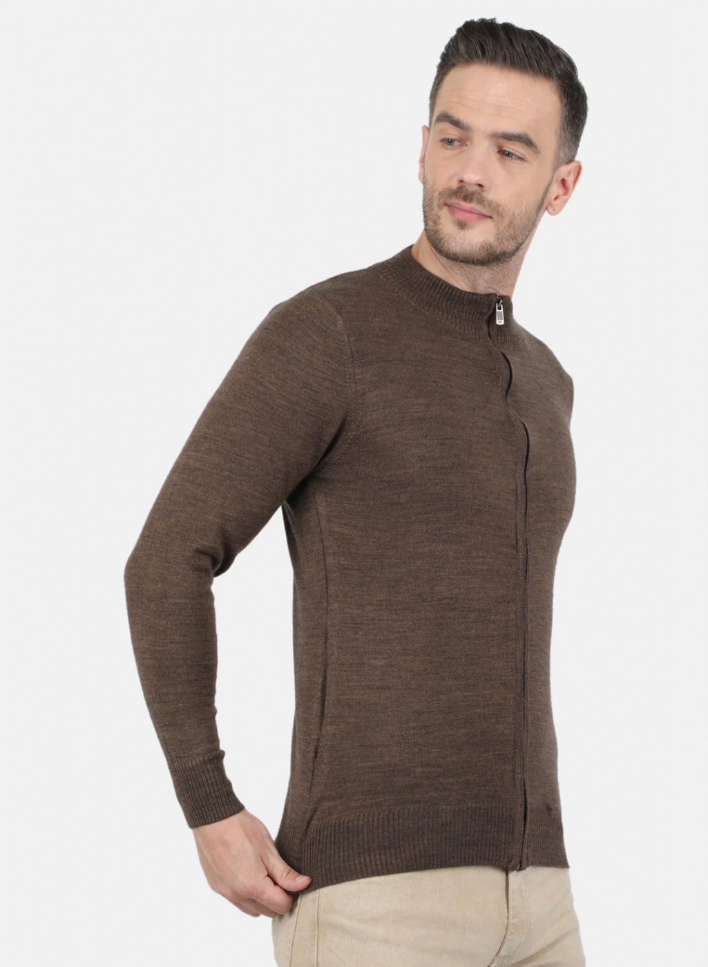 Men Brown Solid Pullover
