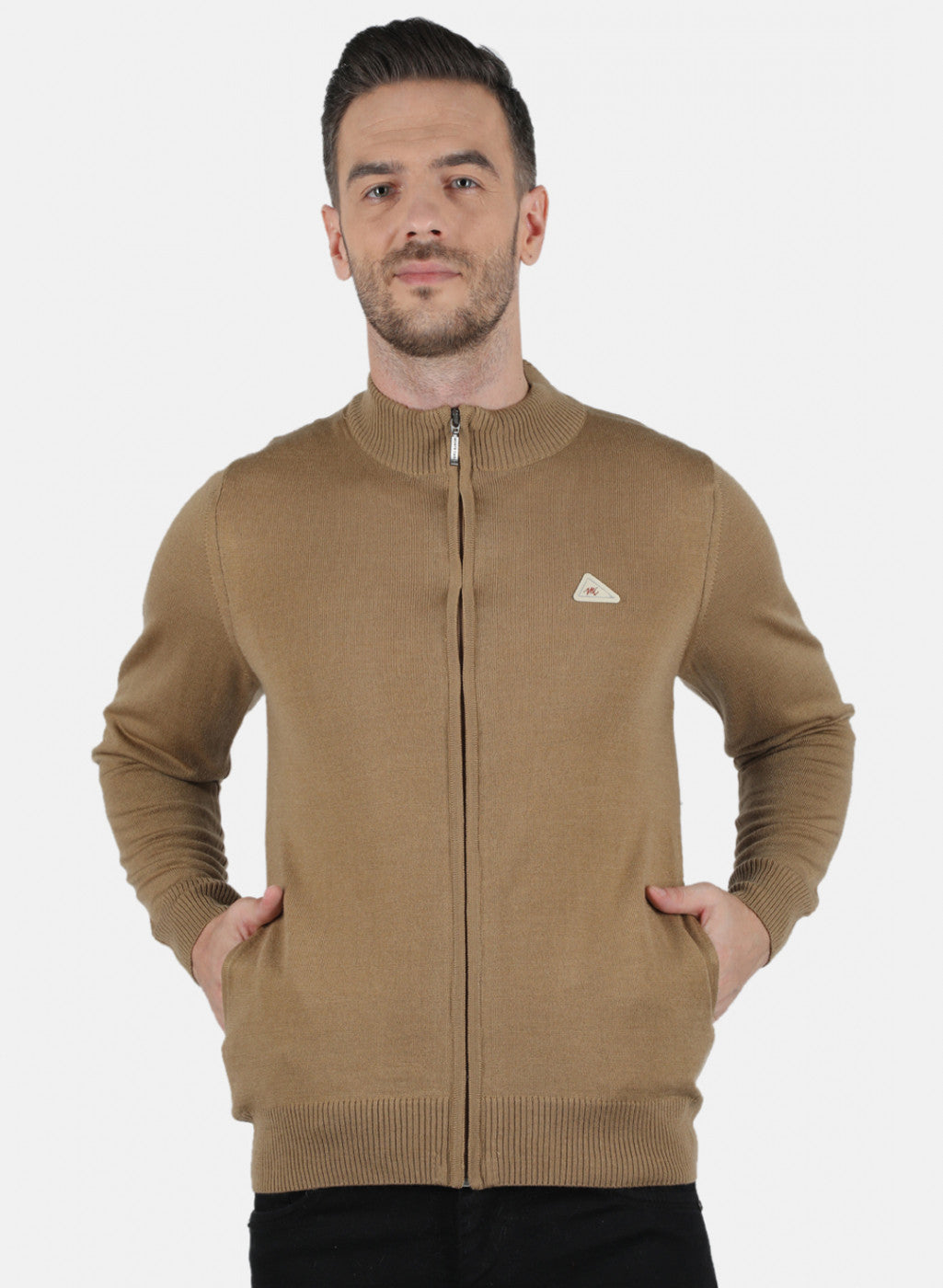 Men Brown Solid Pullover