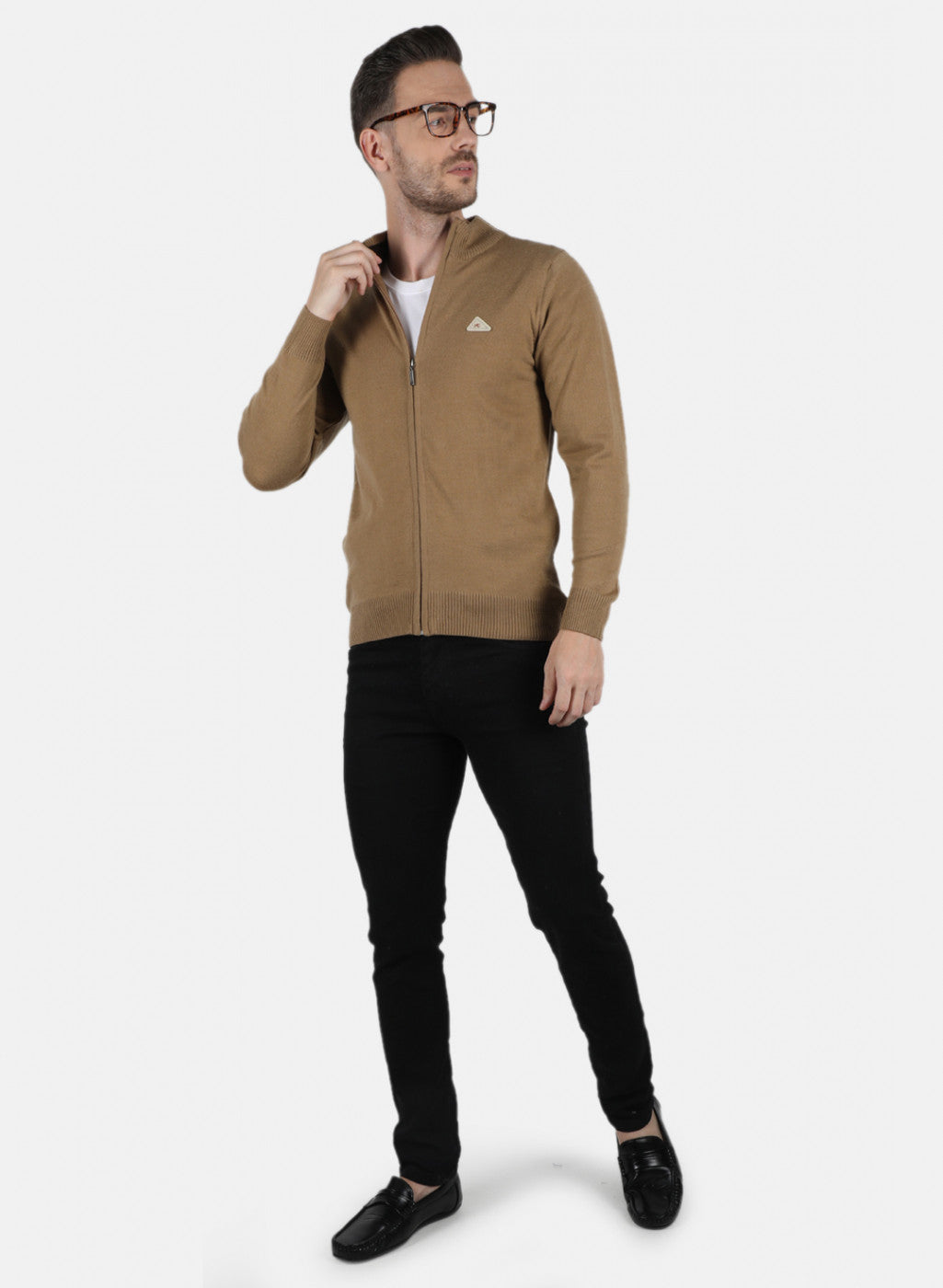 Men Brown Solid Pullover