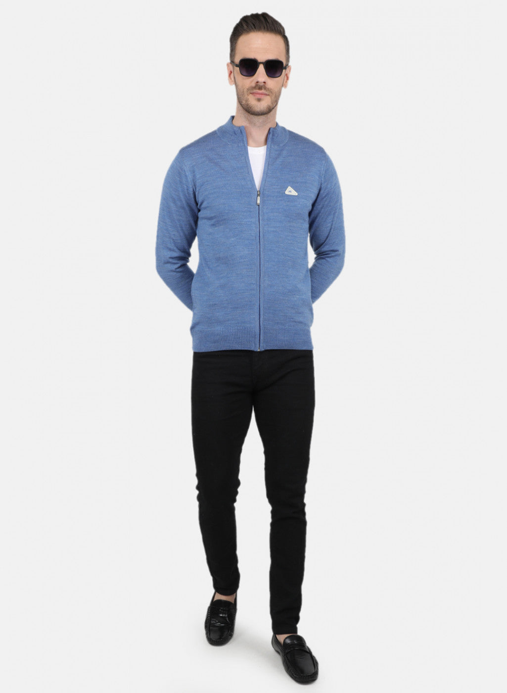 Men Blue Solid Pullover