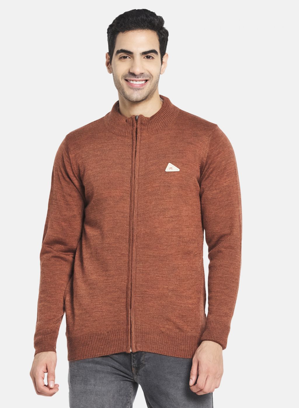 Men Brown Solid Pullover