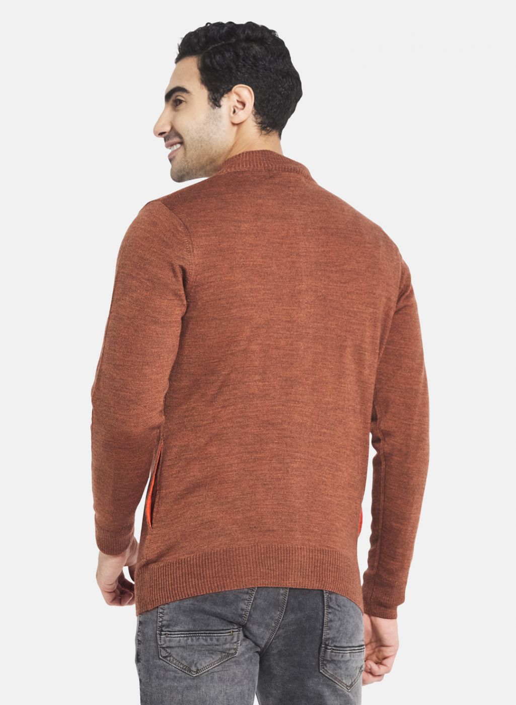 Men Brown Solid Pullover