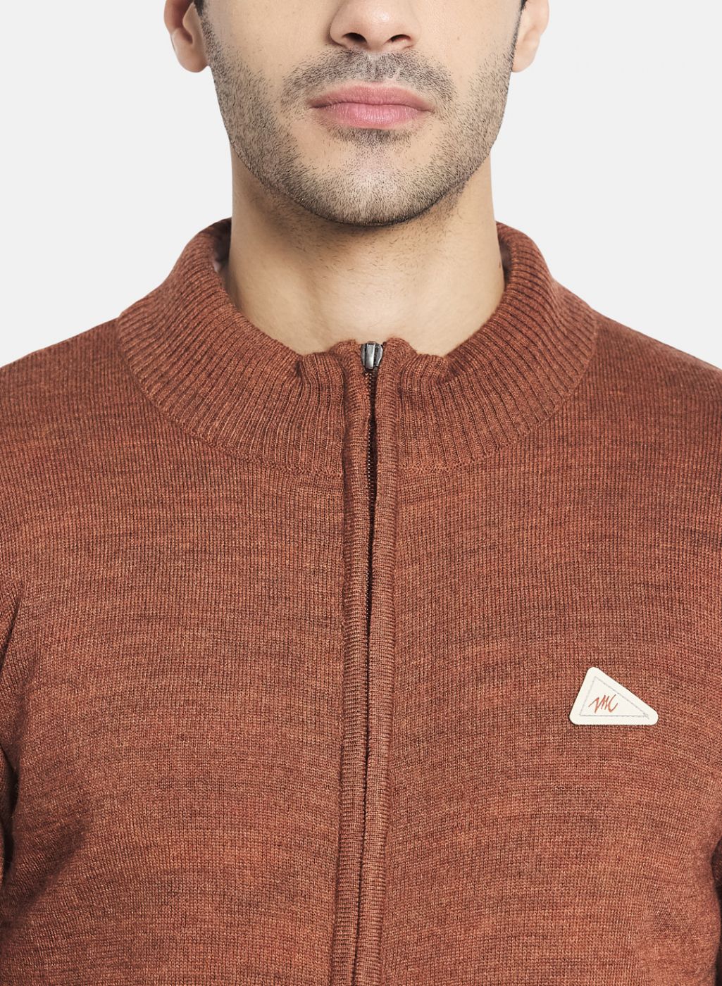 Men Brown Solid Pullover