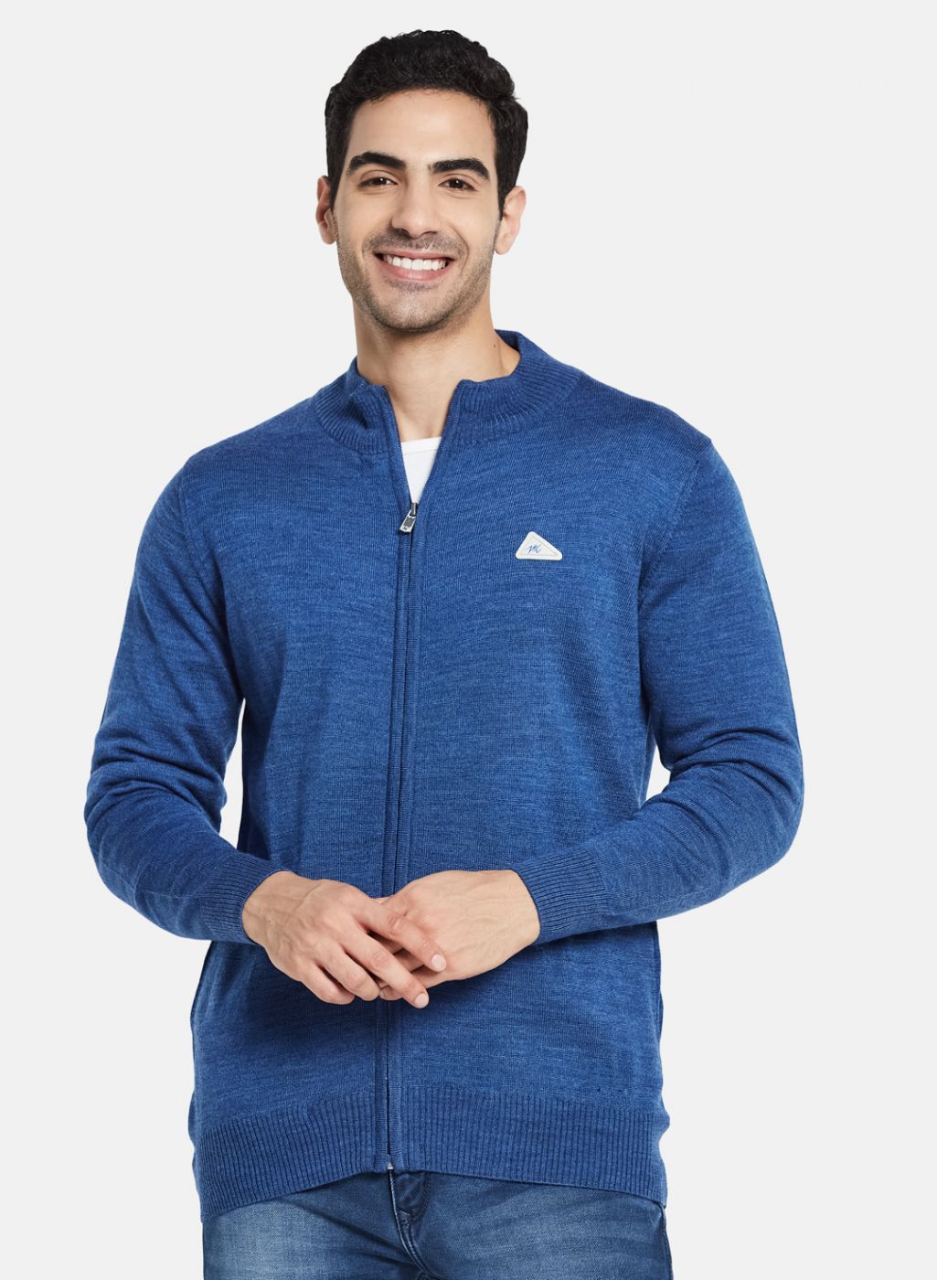 Men Blue Solid Pullover